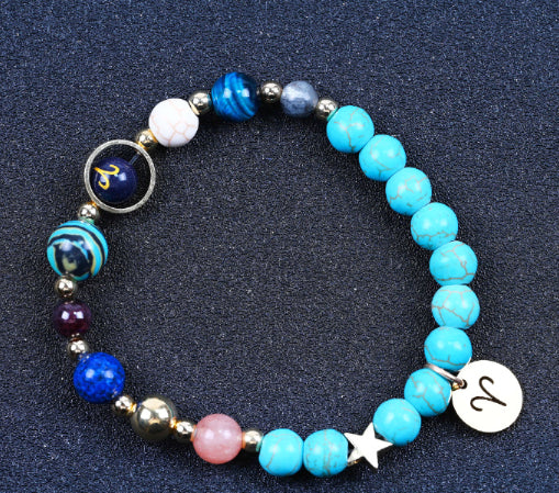 Twelve Constellation Constellation Blue San Bracelet 8mm Turquoise Beaded