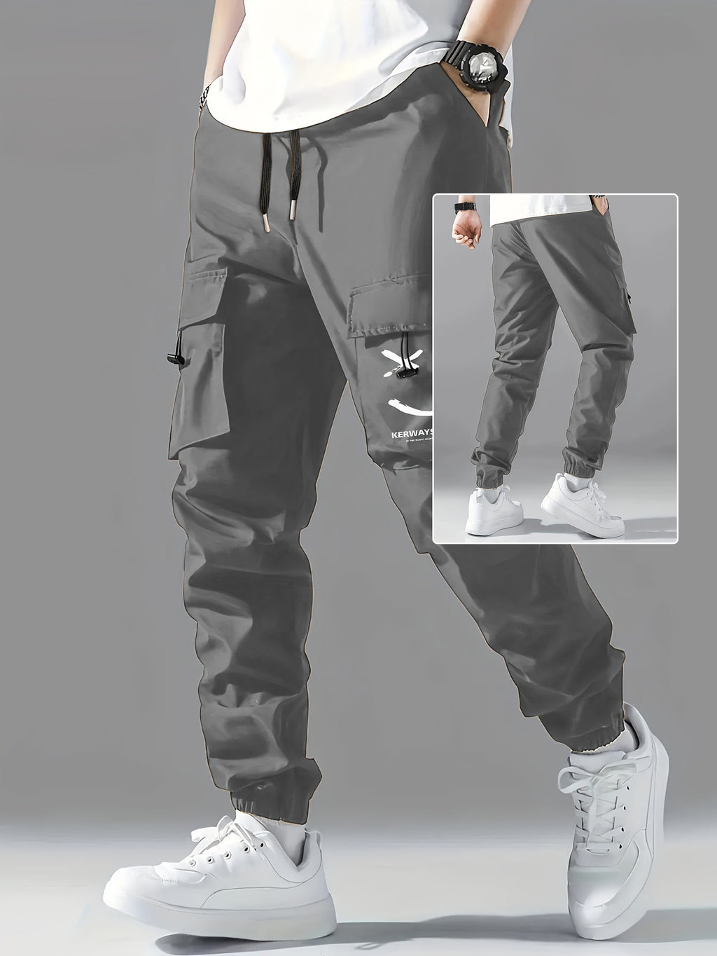 Straight Ankle Tied Wear-resistant Overalls Casual Pants