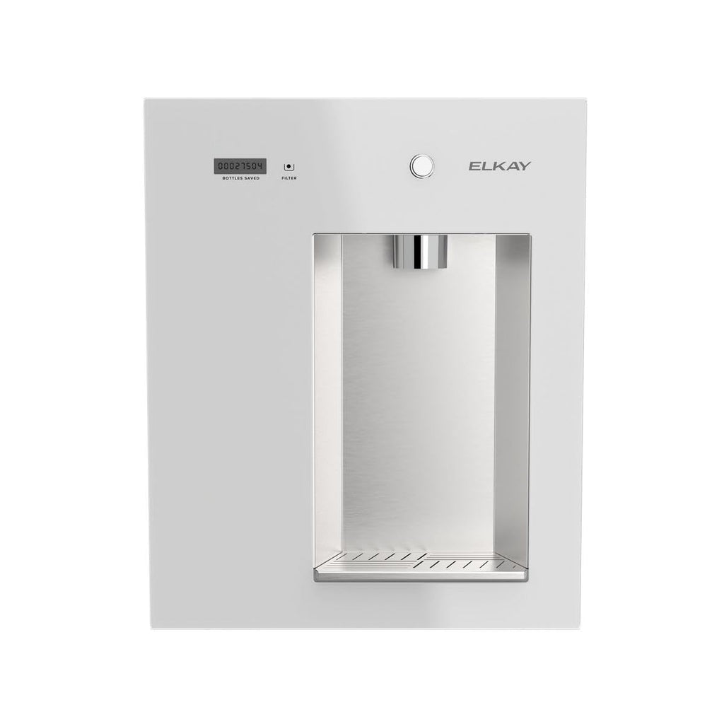Elkay Liv EZ Built-in Filtered Wall-Mount Water Dispenser – Battery Powered, NSF Certified, Push Button, Reduces Lead & PFAS, Steel Gray – Ideal for Home
