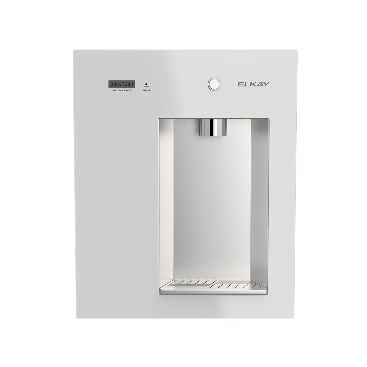 Elkay Liv EZ Built-in Filtered Wall-Mount Water Dispenser – Battery Powered, NSF Certified, Push Button, Reduces Lead & PFAS, Steel Gray – Ideal for Home