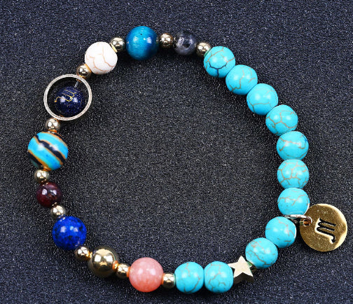 Twelve Constellation Constellation Blue San Bracelet 8mm Turquoise Beaded