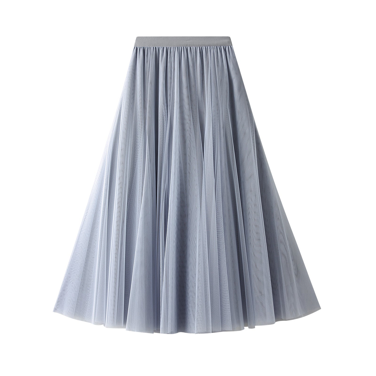 New Autumn And Winter High Waist Mid-length Tulle Skirt Pleated Skirt