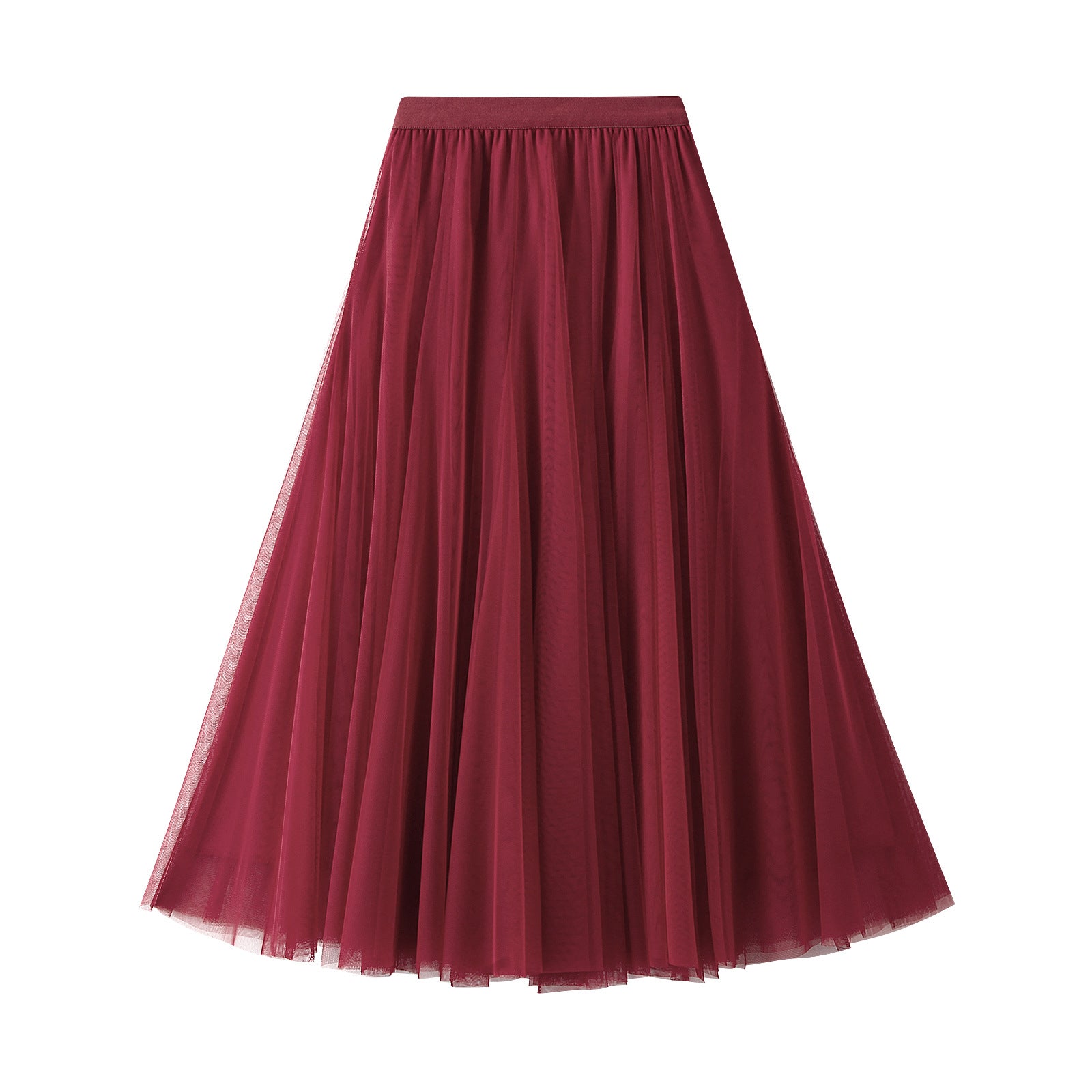 New Autumn And Winter High Waist Mid-length Tulle Skirt Pleated Skirt