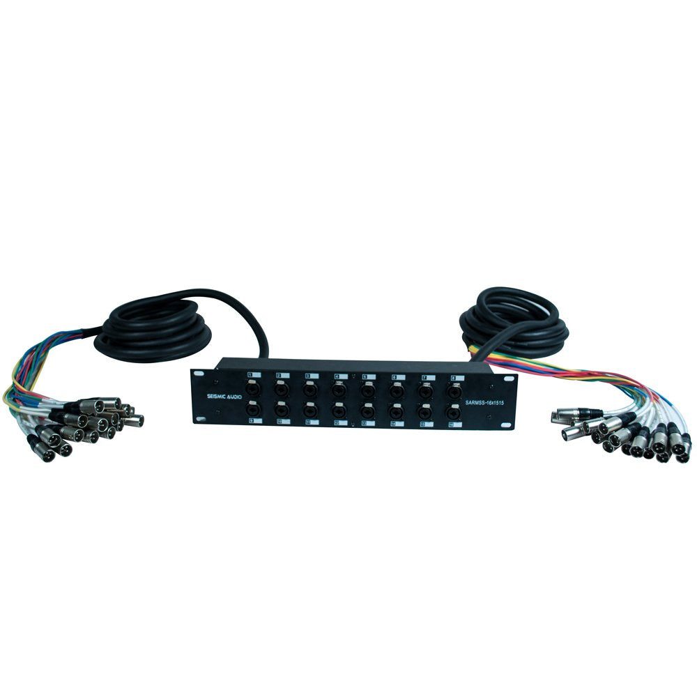 Seismic Audio SARMSS-16x515 Rack Mount 16 Channel XLR TRS Combo Splitter Snake Cable - 5' & 15' XLR trunks