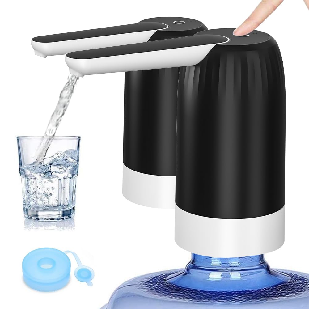 Myvision 2 Pack Electric Portable 5 Gallon Water Dispenser, Universal Micro USB Charging Water Bottle Pump, 3-5 Gallon Jug Water Dispenser with Silicone Cap (2pcs Mode 9)