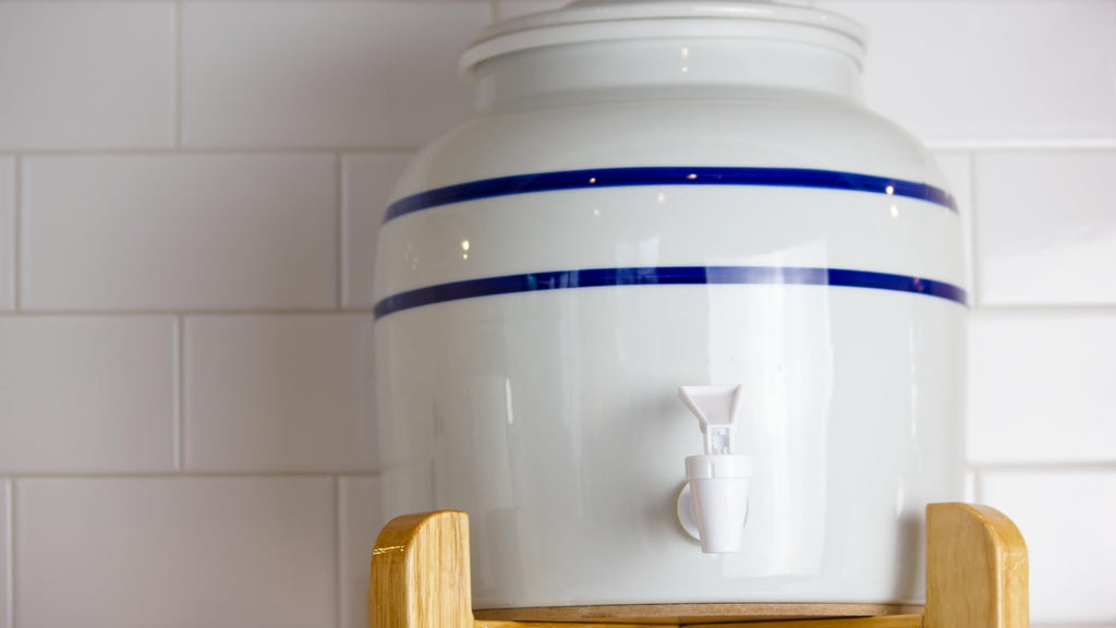 New Wave Enviro Porcelain Water Dispenser, Classic Blue Stripe