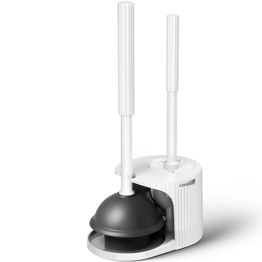 FORASTO 2 in 1 Toilet Plunger and Brush Set，Extended Handle Plunger，Toilet Bowl Brush Plunger Set, Bathroom Cleaning Tools ，Toilet Brush Plunger Combo，Cleaning Brush，Bathroom Cleaning Supplies