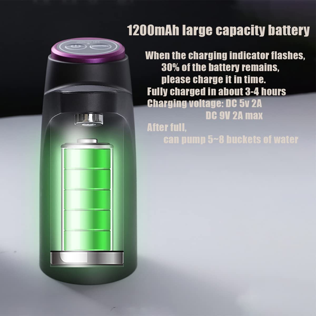 5 Gallon Water Bottle Dispenser Pump System USB Charging Automatic Drinking Water Pump Portable Electric Water Dispenser (Green)