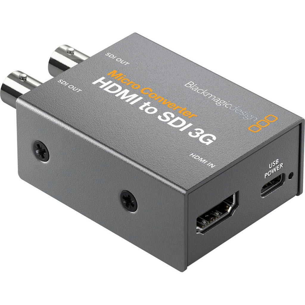 Metal HDMI to SDI 3G micro converter with HDMI in, USB power, and SDI out