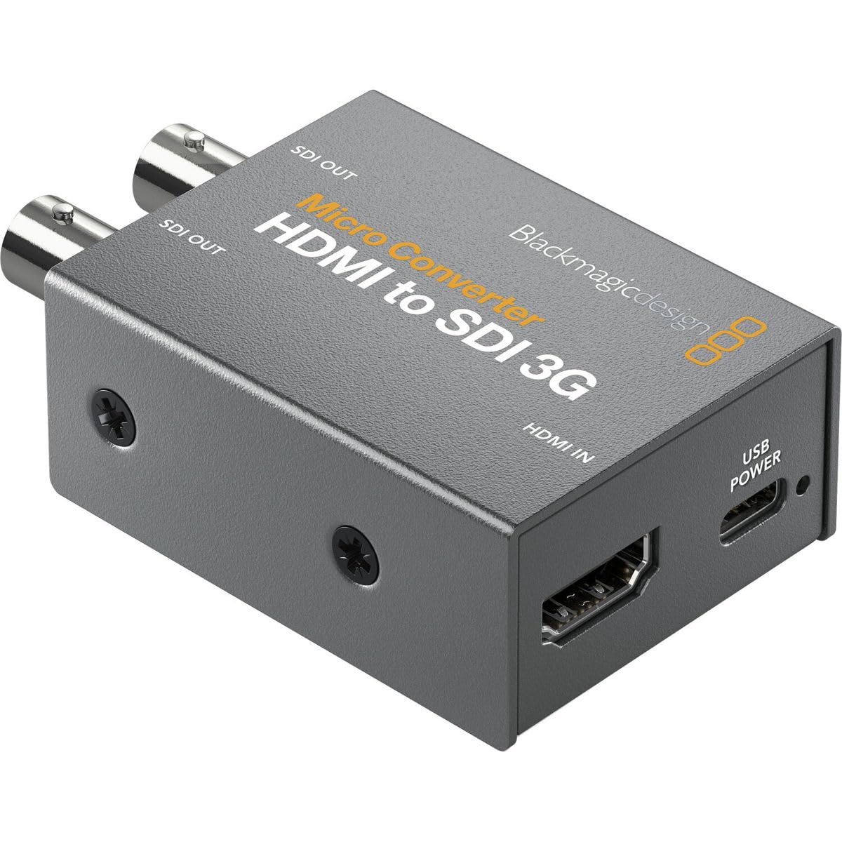 Metal HDMI to SDI 3G micro converter with HDMI in, USB power, and SDI out