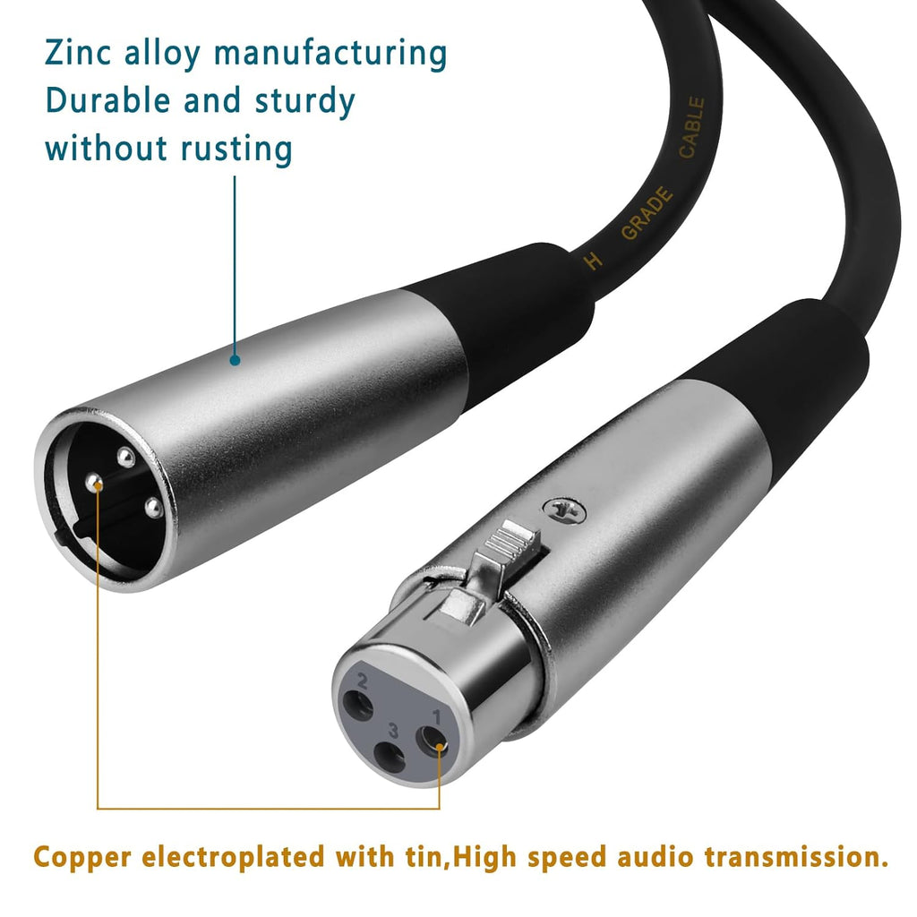 XLR Cables, XLR Microphone Cable 6 ft 8 Pack, Balanced 3-pin Speaker Cable Male to Female Mic Cord for Studio, Live Recording, DMX Lighting