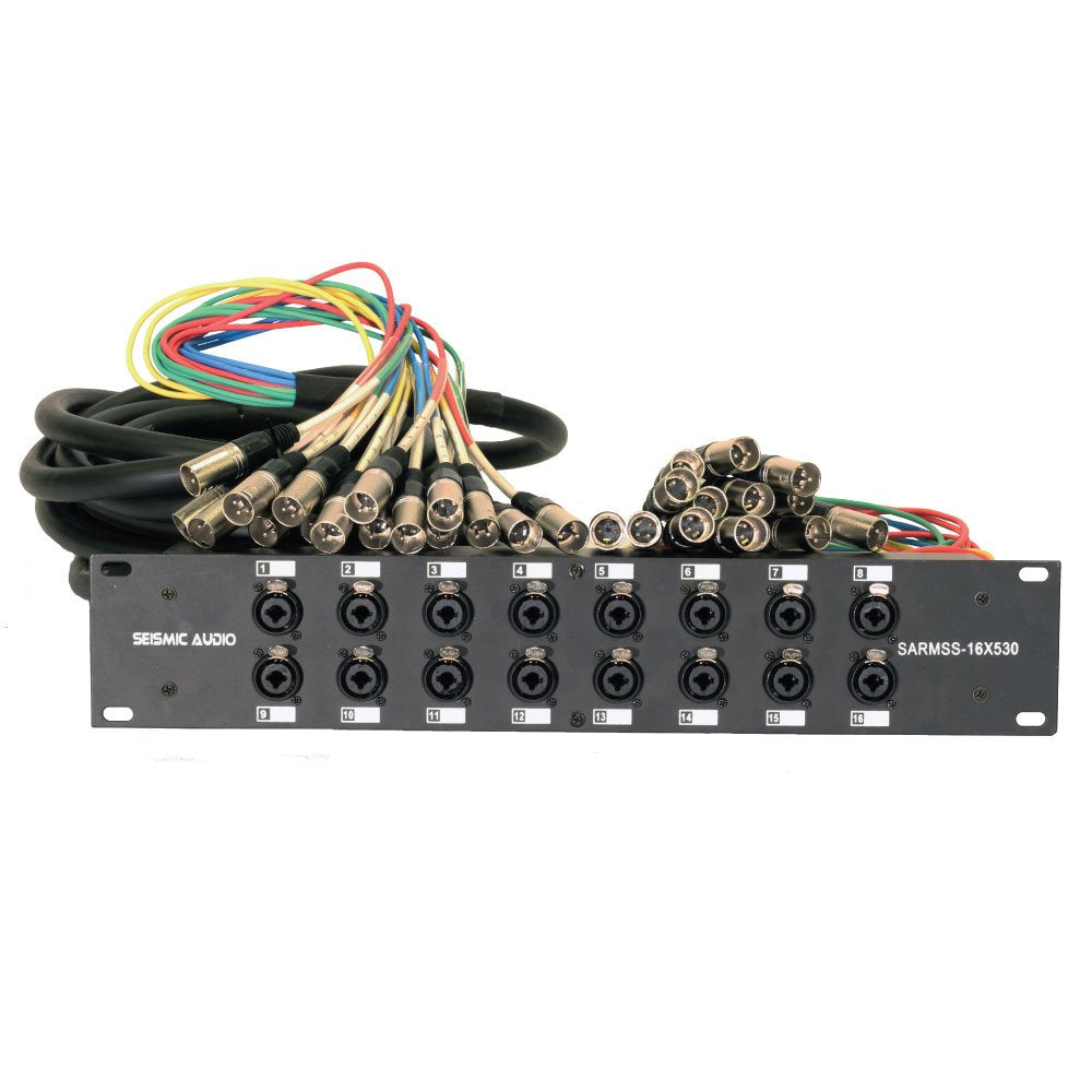 Seismic Audio SARMSS-16x515 Rack Mount 16 Channel XLR TRS Combo Splitter Snake Cable - 5' & 15' XLR trunks