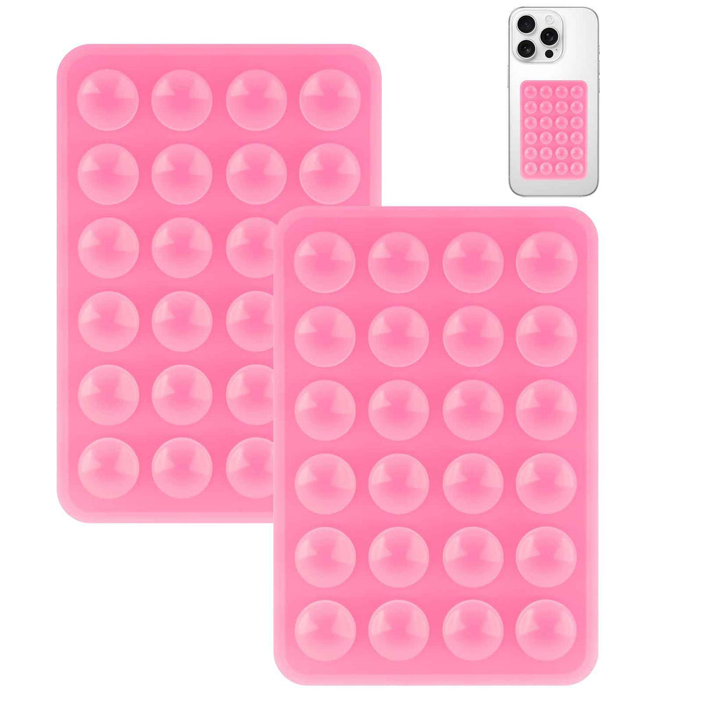 Yojaro 4Pack Silicone Suction Phone Case Mount, Silicon Adhesive Smartphones Stand Sticky, Hands-Free Phone Accessories Holder for Selfies and Videos (Black & White & Translucent & Light Pink)
