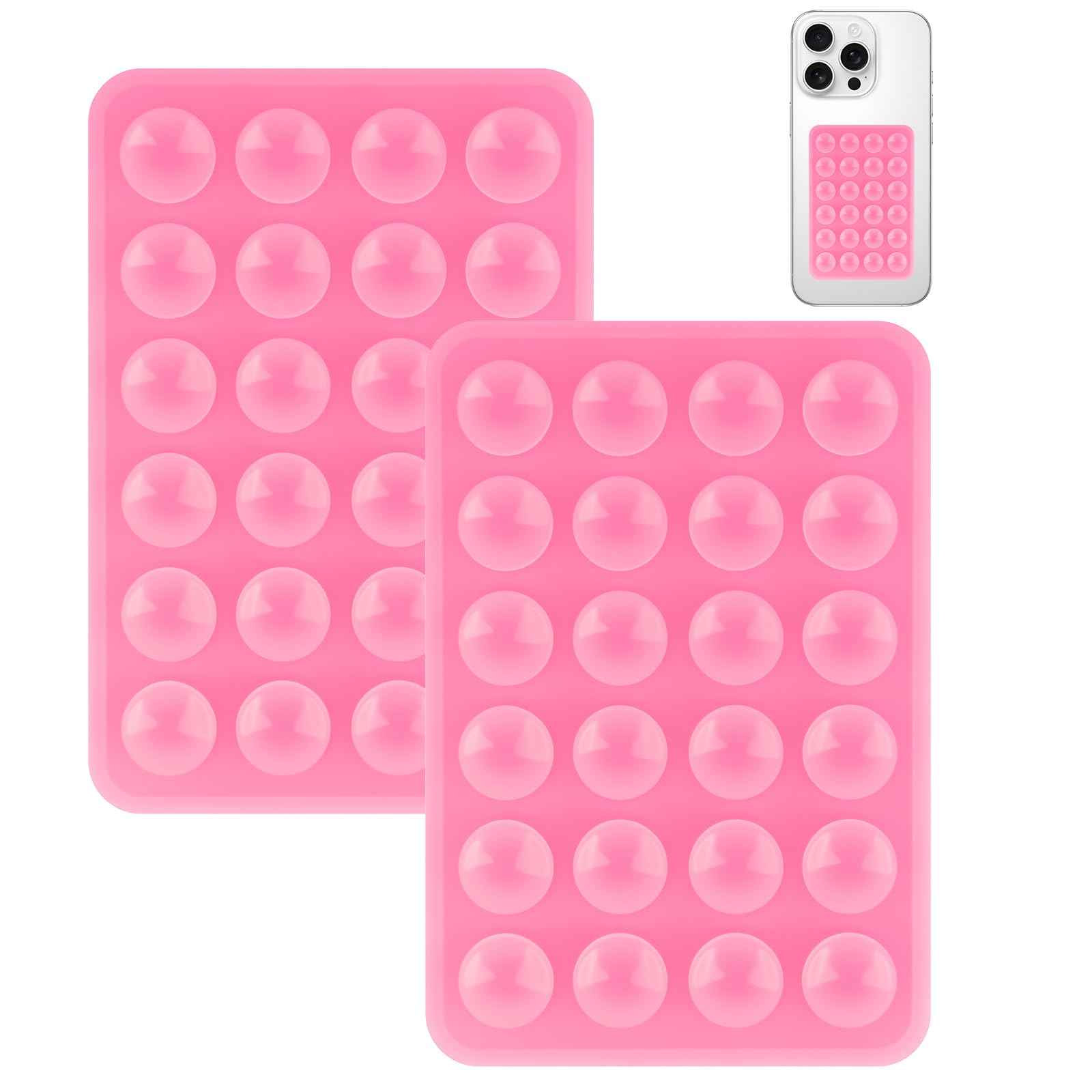 Yojaro 4Pack Silicone Suction Phone Case Mount, Silicon Adhesive Smartphones Stand Sticky, Hands-Free Phone Accessories Holder for Selfies and Videos (Black & White & Translucent & Light Pink)