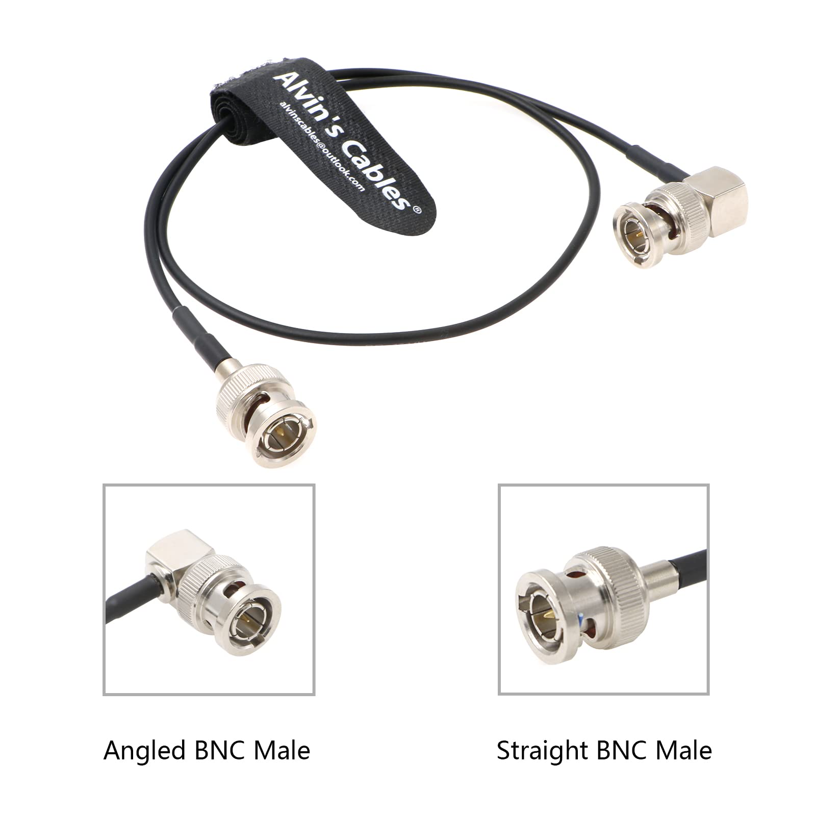 Alvin's Cables 3G SDI Cable BNC to BNC Cable Thin Flexible for Sony FS5| FS7| FX6, for Canon C300, Blackmagic URSA Camera, Atomos Ninja| Shogun Monitor, Right Angle 60CM| 2ft