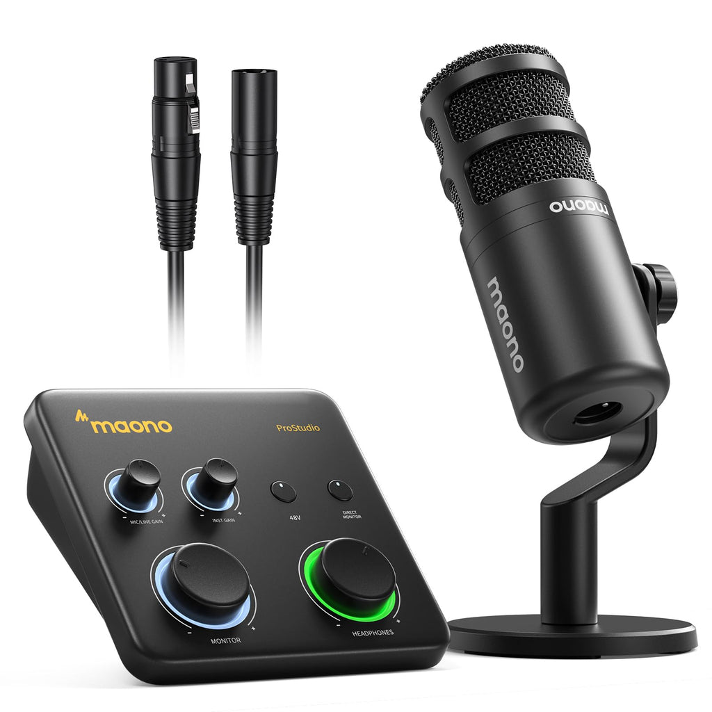 MAONO USB Audio Interface for PC: Interface with XLR Input 24-bit/192kHz Routing Software LOOPBACK ASIO Driver for Recording Music, Home-Studio, Guitar, Podcast, Streaming, DAW(PS22 Lite Black)