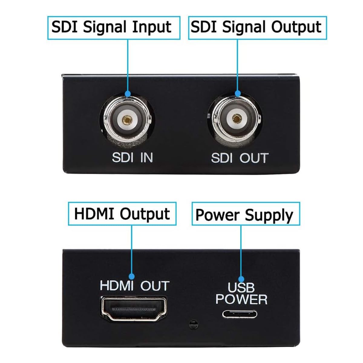 Anber-Tech SDI to HDMI Converter, SDI to HDMI Audio De-embedder Support 3G-SDI, HD-SDI, SD-SDI Auto Format Detection and Stereo Audio De-embedder, SDI Loopout (Black)