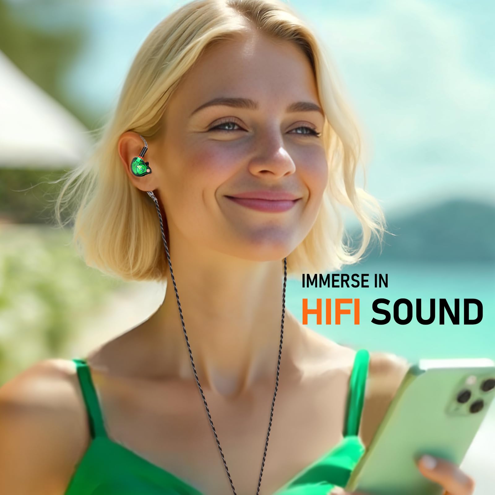 Vibes 202MC USB-C Wired Earbuds - USBC HiFi in Ear Headphones for iPhone 17/16/15 - Noise Isolating Ear Buds w/ Mic - Clear Sound, Deep Bass & Comfort-Fit Earphones - Silver Plated Cord, Carrying Case