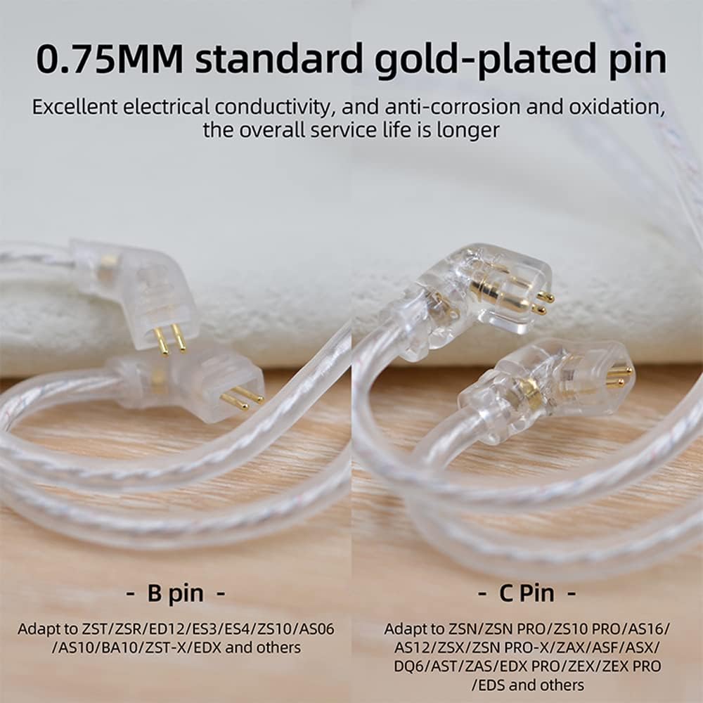 KZ CCA 2PIN IEM Earphone Cable, 4 Core High-Purity Copper Twisted IEMs Replacement Cable, Earbud Headphone Replacement Copper Extension Cable for KZ ZST ZSTX EDX ES4 AS10 CCA C10 C16 TRN V80 V90