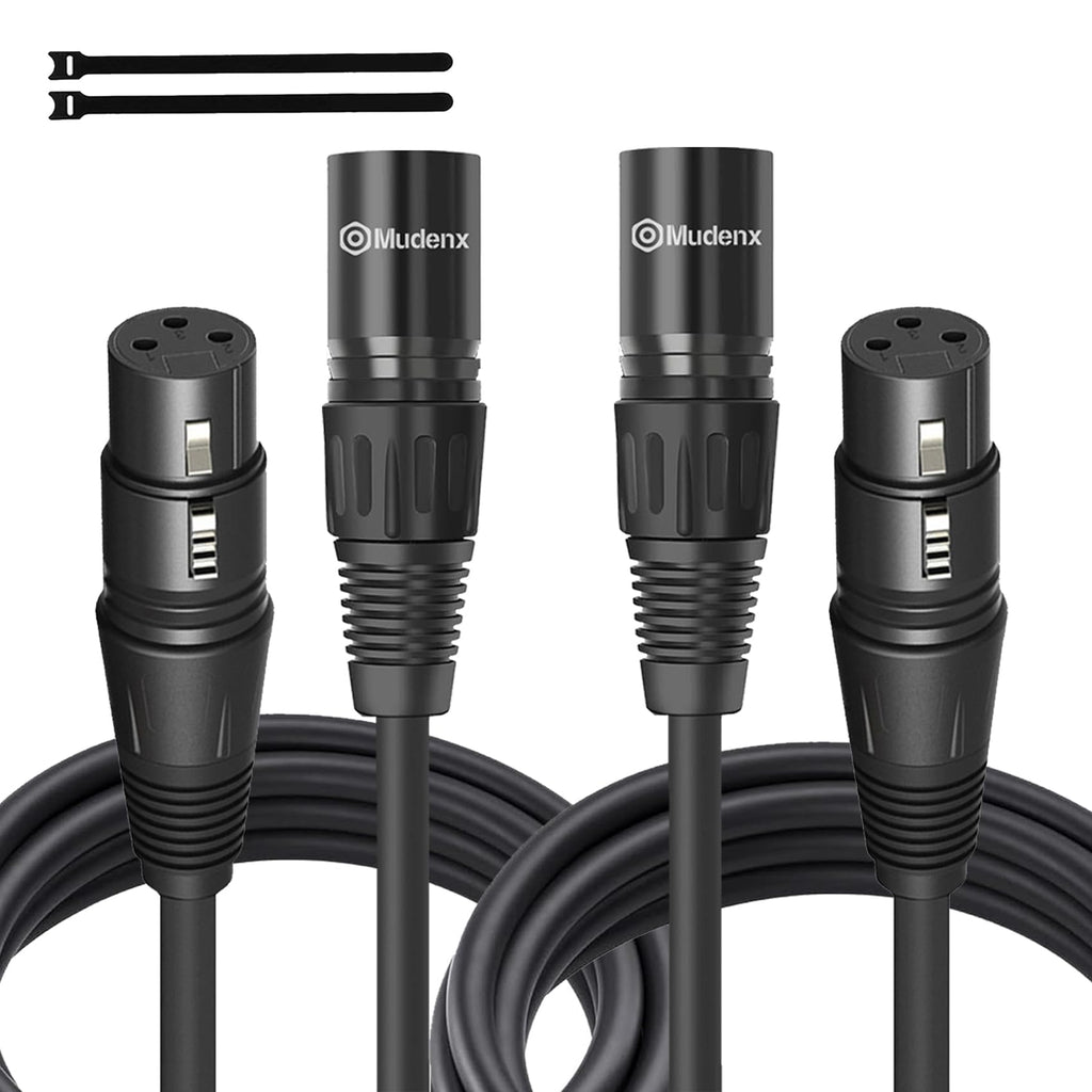 XLR Cables 5FT 2 Pack,XLR Male to Female 3 Pins Microphone Cable,Shielded Balanced Oxygen-Free Copper (OFC) Speaker Cord