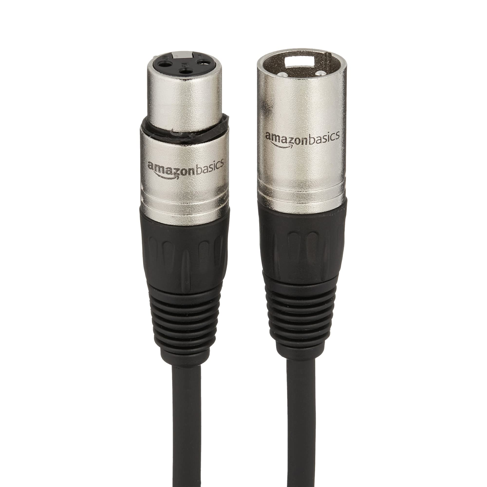 Amazon Basics XLR Male to Female Microphone Cable for Speaker or PA System, Recording Studio, All Copper Conductors, Low Noise Shielding, 6MM PVC Jacket, 6 Foot, Black