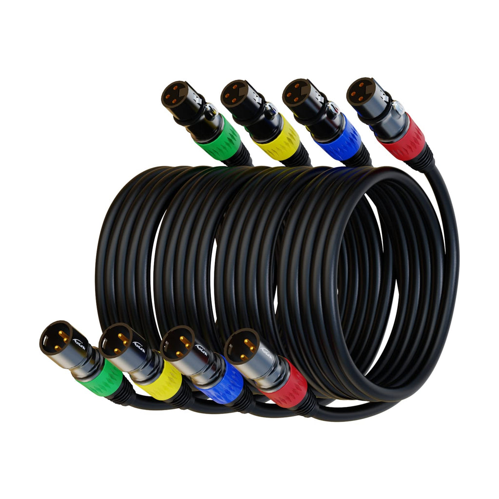 XLR Cables, XLR Microphone Cable 25 ft 6 Pack, Gold-Plated 3-pin XLR Speaker Cable Male to Female Balanced Mic Cable