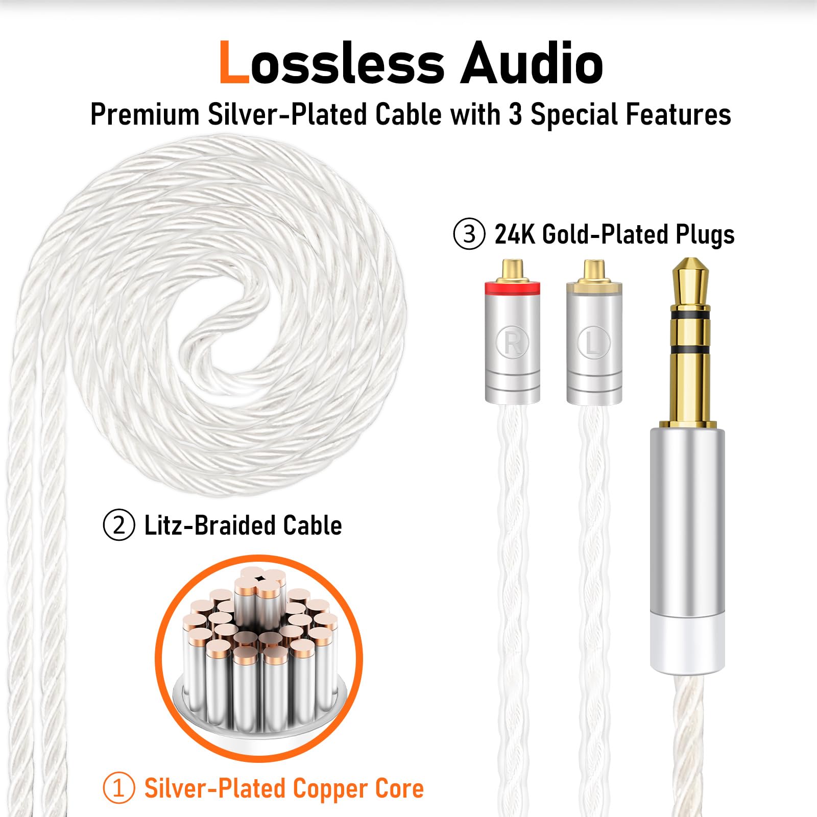 Vibes 202MC USB-C Wired Earbuds - USBC HiFi in Ear Headphones for iPhone 17/16/15 - Noise Isolating Ear Buds w/ Mic - Clear Sound, Deep Bass & Comfort-Fit Earphones - Silver Plated Cord, Carrying Case