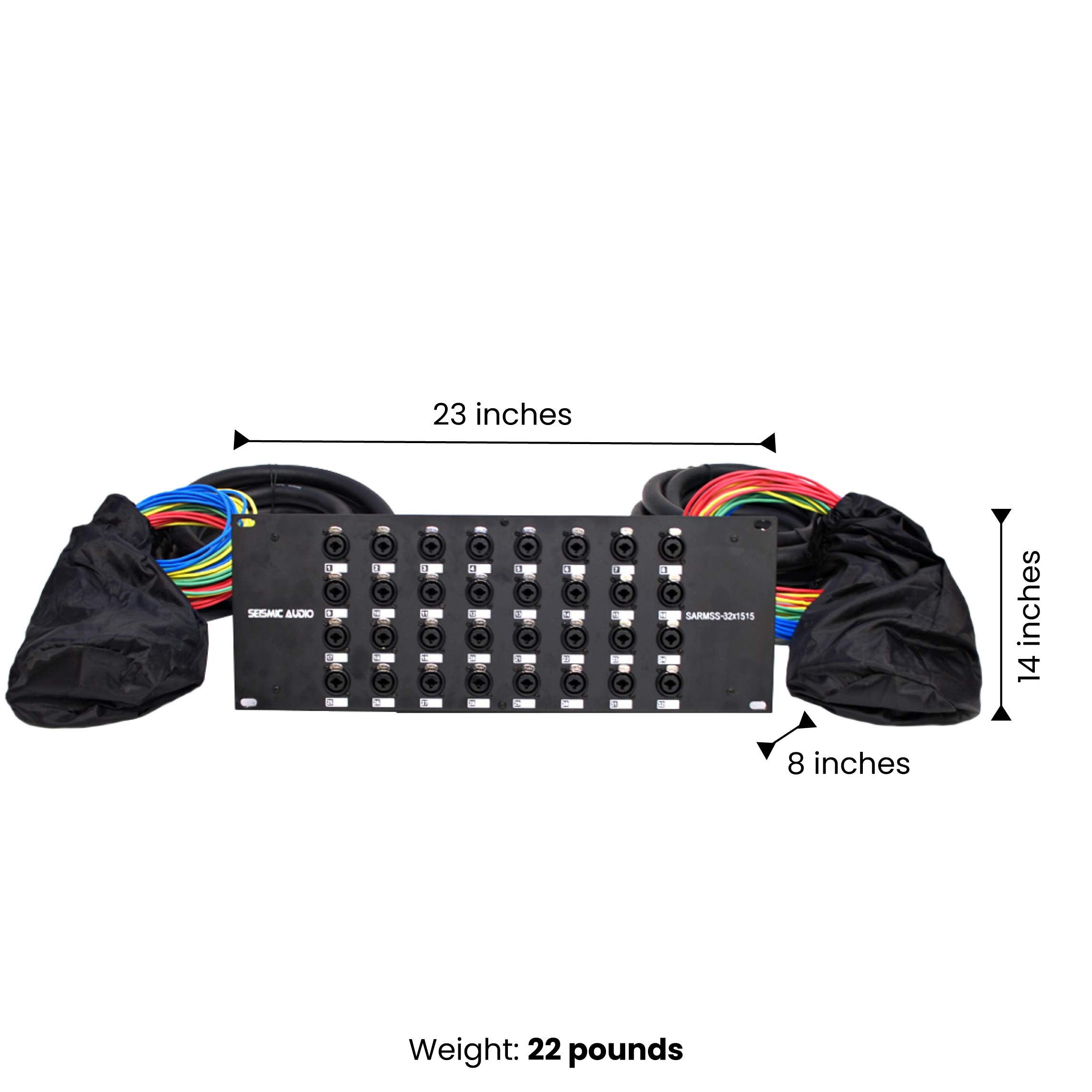 Seismic Audio SARMSS-16x515 Rack Mount 16 Channel XLR TRS Combo Splitter Snake Cable - 5' & 15' XLR trunks