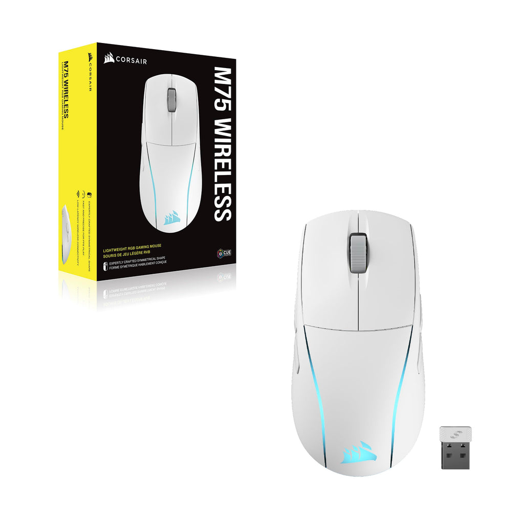 Corsair M75 Wireless Gaming Mouse - 26,000 DPI, Lightweight FPS Design, Swappable Side Buttons, iCUE Compatible, Black