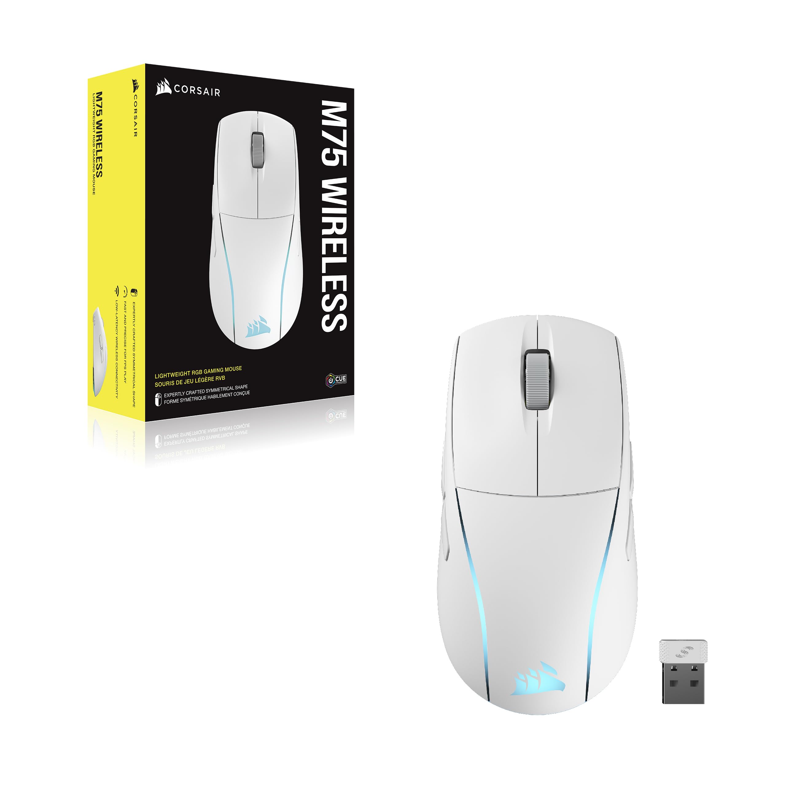 Corsair M75 Wireless Gaming Mouse - 26,000 DPI, Lightweight FPS Design, Swappable Side Buttons, iCUE Compatible, Black