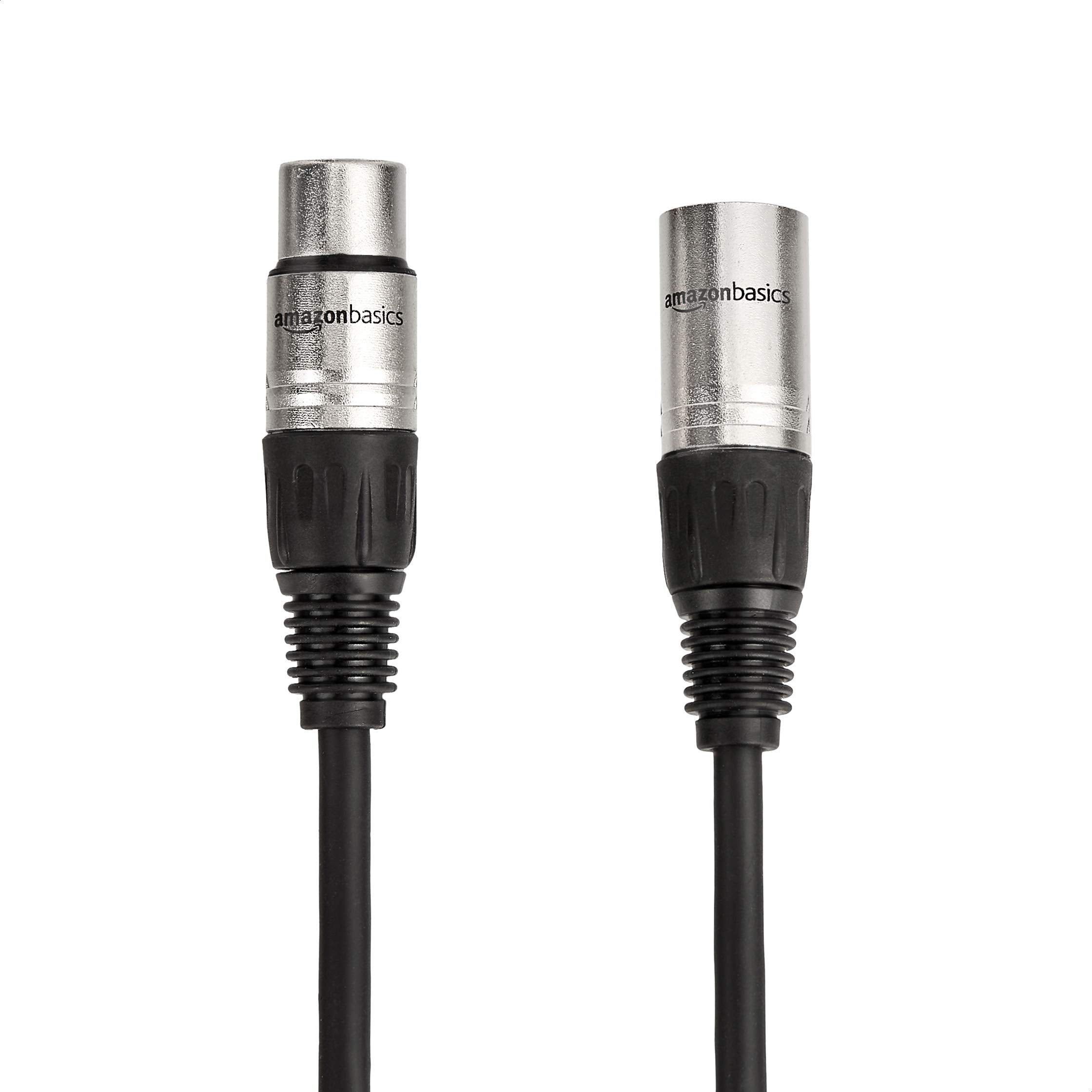 Amazon Basics XLR Male to Female Microphone Cable for Speaker or PA System, Recording Studio, All Copper Conductors, Low Noise Shielding, 6MM PVC Jacket, 6 Foot, Black