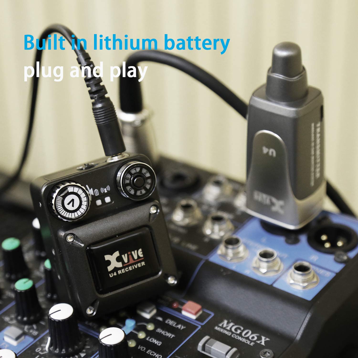 Xvive U4 Wireless in-Ear Monitor System Professional IEM System Transmitter and Beltpack Receiver for Studio, Band Rehearsal,Live Performance (U4)