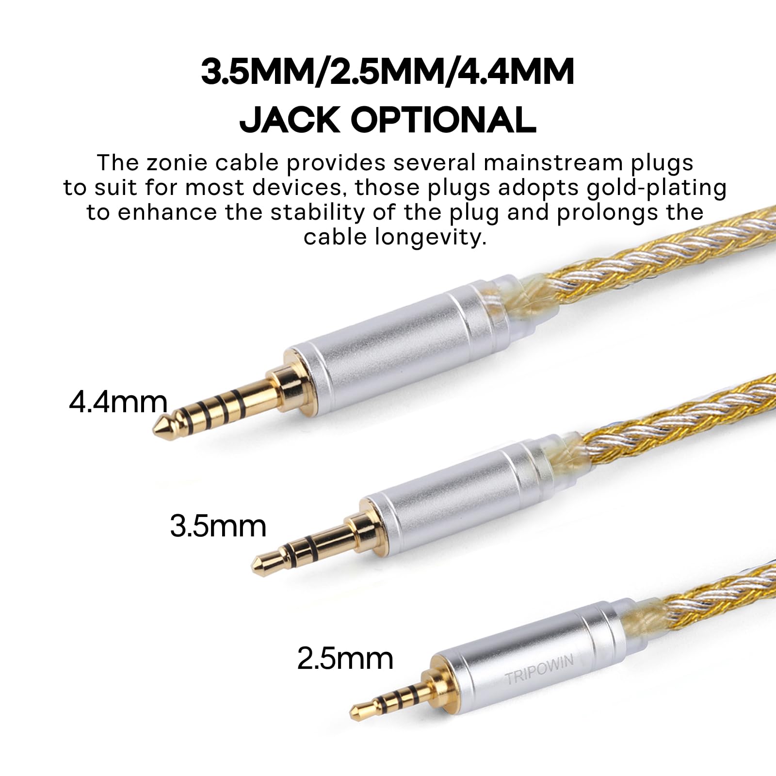 Linsoul Tripowin Zonie IEM Cable, 16 Core Silver Plated Earphone Upgraded Cords, 1.25m SPC in Ear Monitor Cable for 7hz Zero:2 Orchestra Lite Cadenza Hype4 Supermix4(2pin 0.78mm, 3.5mm)(Violet)