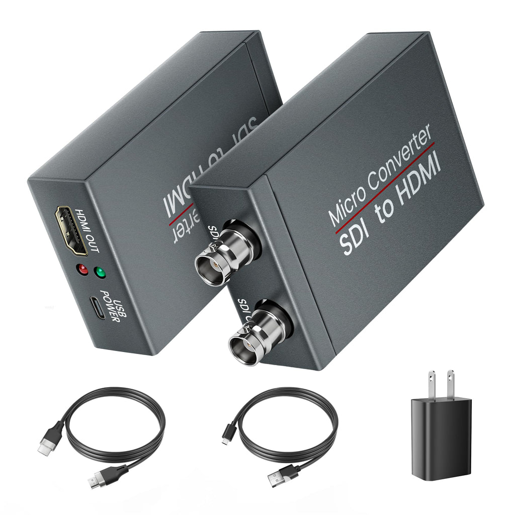 SDI to HDMI Converter with SDI Loop Out, 3G-SDI to HDMI Adapter Video Audio Converter with 4ft HDMI Cable, Support Auto Format Detection, Audio De-embedder for Camera, Monitor (Grey)