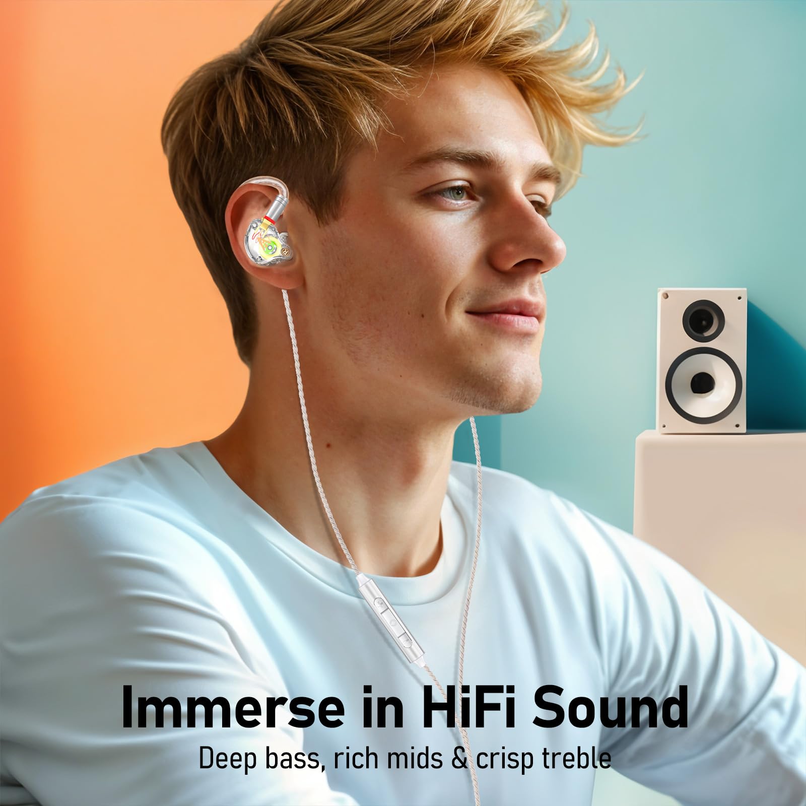 Vibes 202MC USB-C Wired Earbuds - USBC HiFi in Ear Headphones for iPhone 17/16/15 - Noise Isolating Ear Buds w/ Mic - Clear Sound, Deep Bass & Comfort-Fit Earphones - Silver Plated Cord, Carrying Case