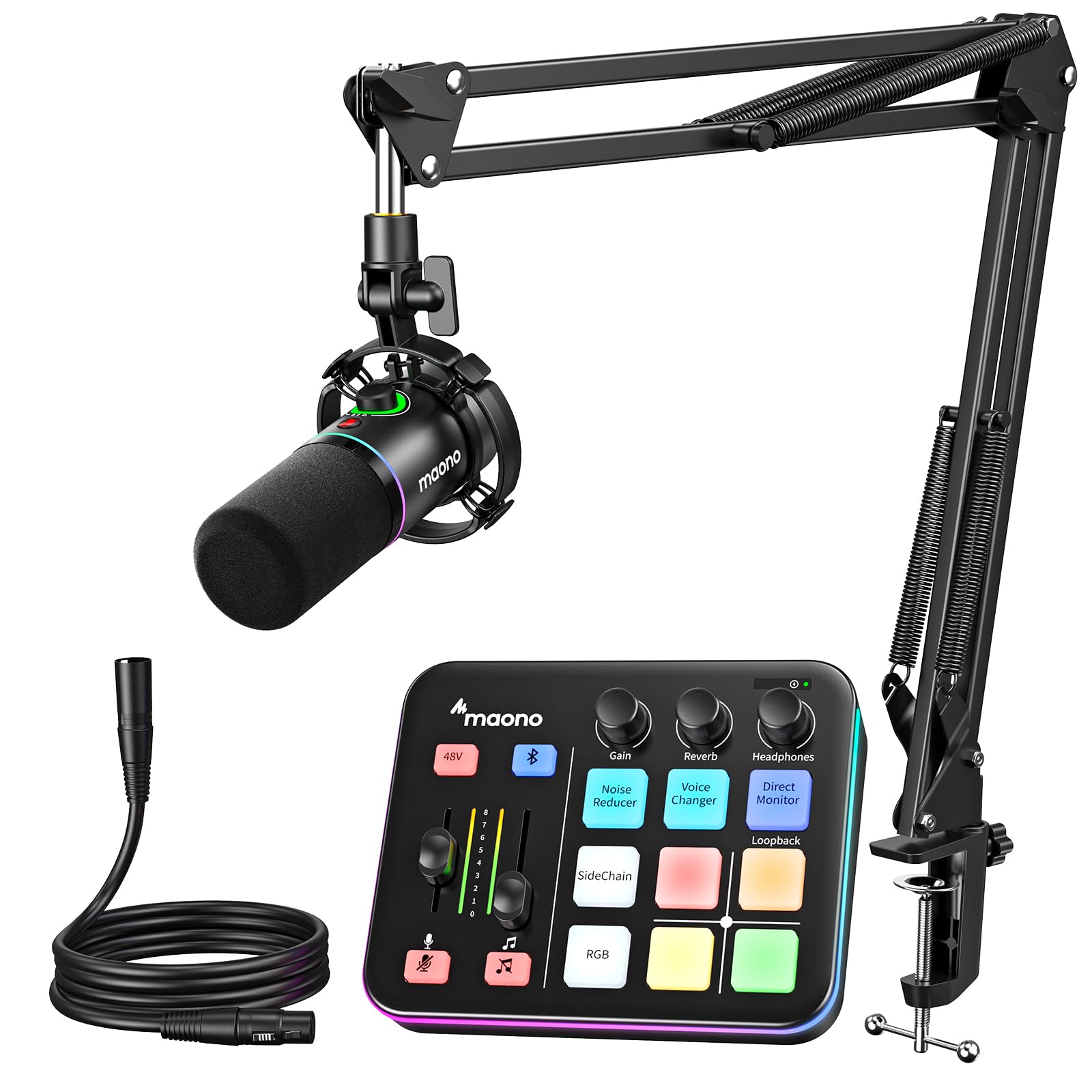 MAONO Gaming Audio Mixer, Audio Interface with Pro-preamp, RGB, Bluetooth, 48V Phantom Power for Live Streaming, Podcasting, Content Create, Gaming MaonoCaster G1 NEO (Not for USB Mic)