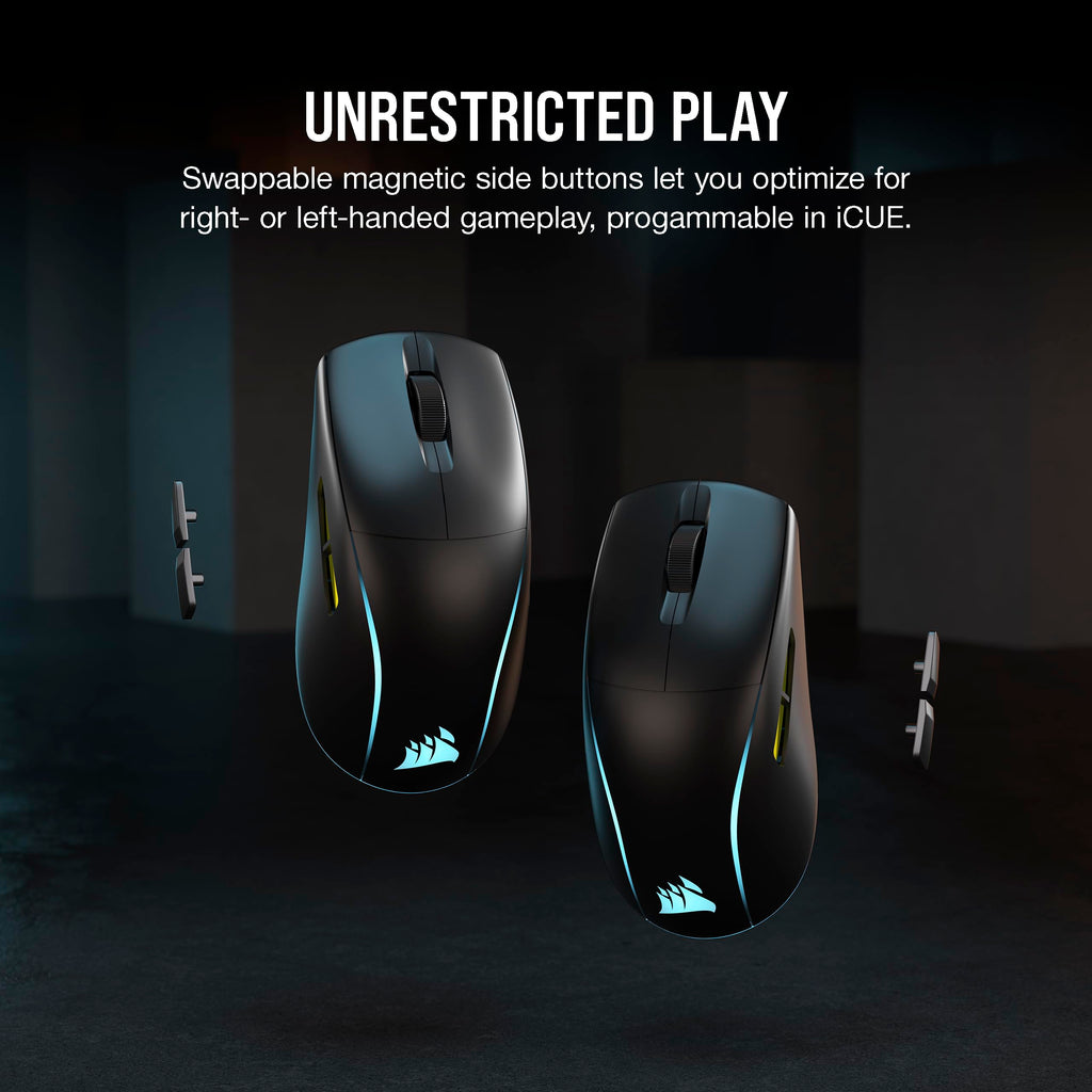 Corsair M75 Wireless Gaming Mouse - 26,000 DPI, Lightweight FPS Design, Swappable Side Buttons, iCUE Compatible, Black
