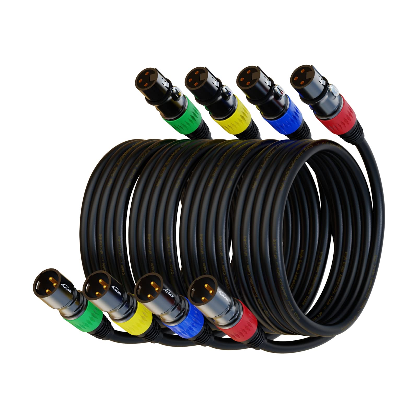 XLR Cables, XLR Microphone Cable 25 ft 6 Pack, Gold-Plated 3-pin XLR Speaker Cable Male to Female Balanced Mic Cable