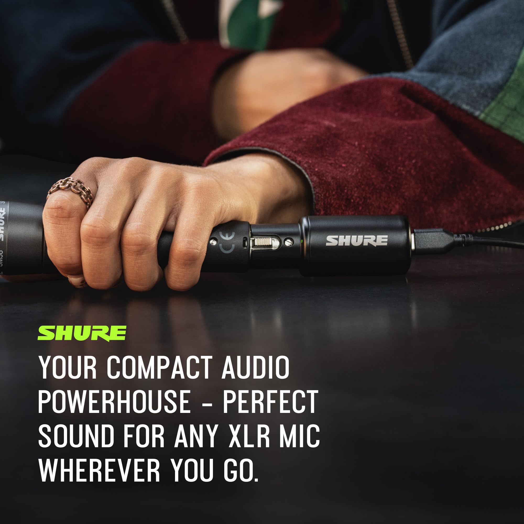 Shure MVX2U Gen 2 XLR-to-USB-C Digital Audio Interface, Apple MFi Certified, Portable Setup for Audio Processing, Noise-Free Recording Between XLR and USB-C Devices