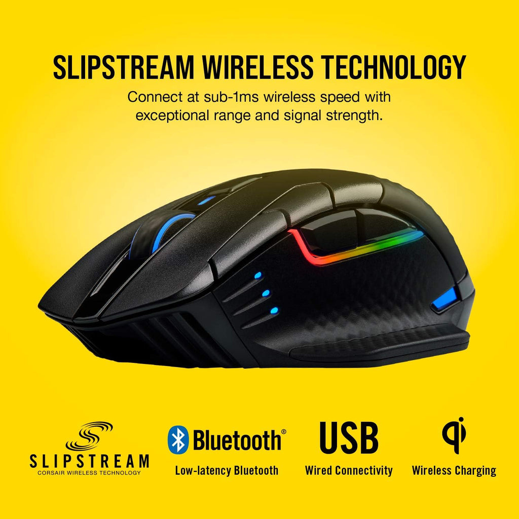 Corsair Dark CORE RGB PRO SE Wireless FPS/MOBA Gaming Mouse with Qi Charging – 18,000 DPI – 8 Programmable Buttons – Sub-1ms Wireless – iCUE Compatible – PC, Mac, PS5, PS4, Xbox – Black