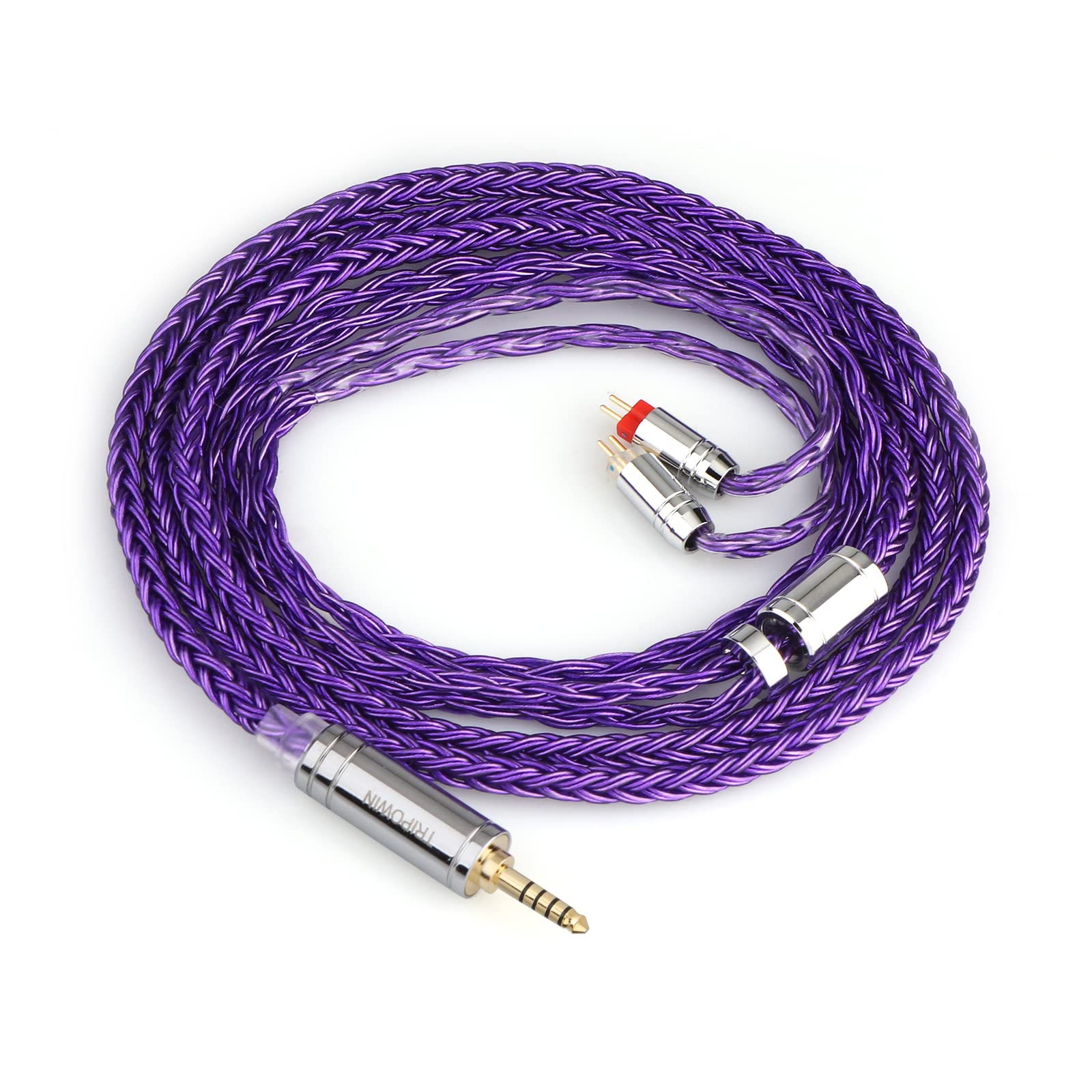 Linsoul Tripowin Zonie IEM Cable, 16 Core Silver Plated Earphone Upgraded Cords, 1.25m SPC in Ear Monitor Cable for 7hz Zero:2 Orchestra Lite Cadenza Hype4 Supermix4(2pin 0.78mm, 4.4mm)(Grey)