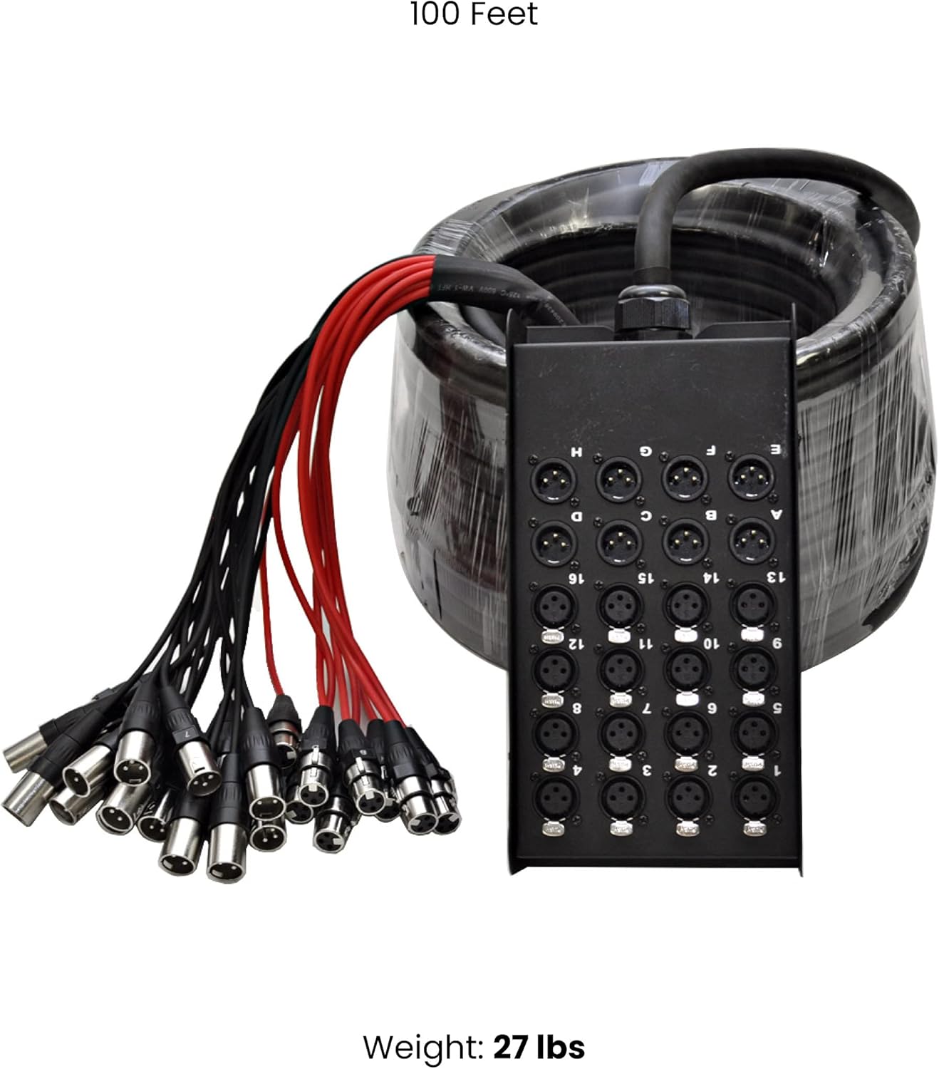 Seismic Audio Altavoces de 16 canales de bajo perfil XLR Enviar placa de circuito Cable de serpiente, cable divisor XLR, 100 pies