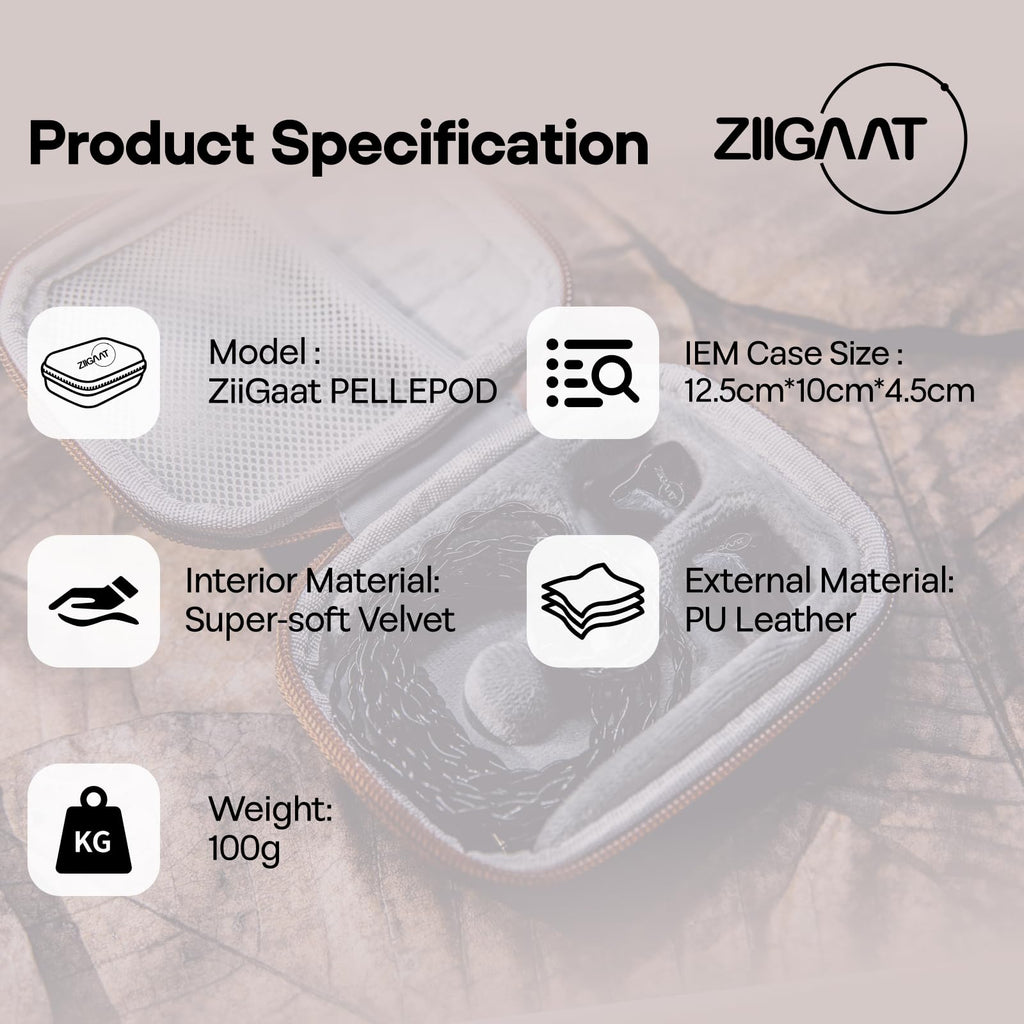 Linsoul ZiiGaat PELLEPOD Leather Earbud Case, Waterproof IEM Storage Box, Hard Carrying Bag, Protective Storage Box, Fit for Earphone ZS10 Pro, Zero: 2, EM6L, EW300, SuperMix 4, Orchestra Lite (Brown)
