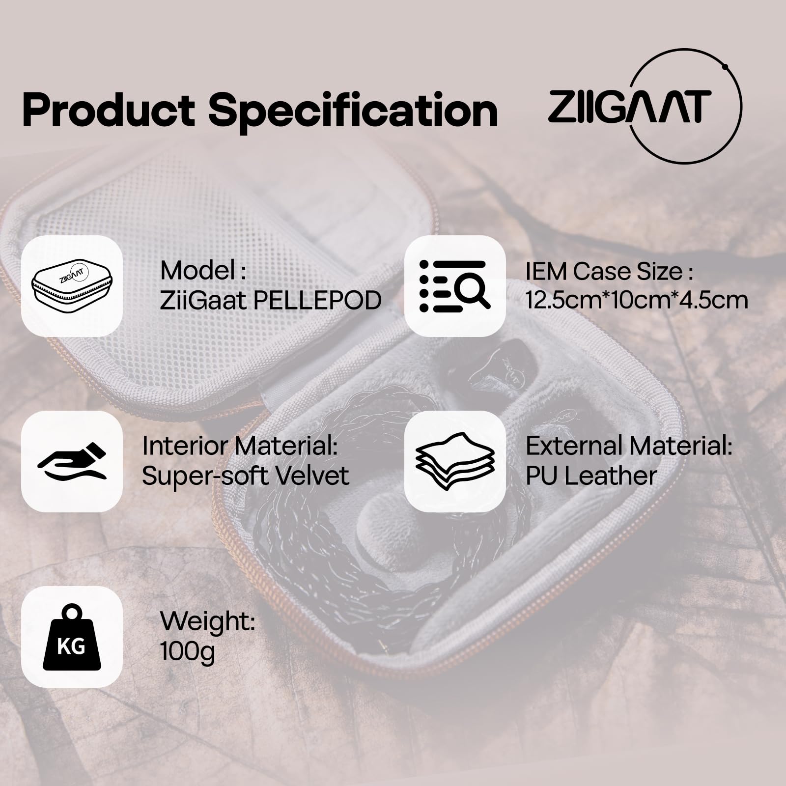 Linsoul ZiiGaat PELLEPOD Leather Earbud Case, Waterproof IEM Storage Box, Hard Carrying Bag, Protective Storage Box, Fit for Earphone ZS10 Pro, Zero: 2, EM6L, EW300, SuperMix 4, Orchestra Lite (Brown)