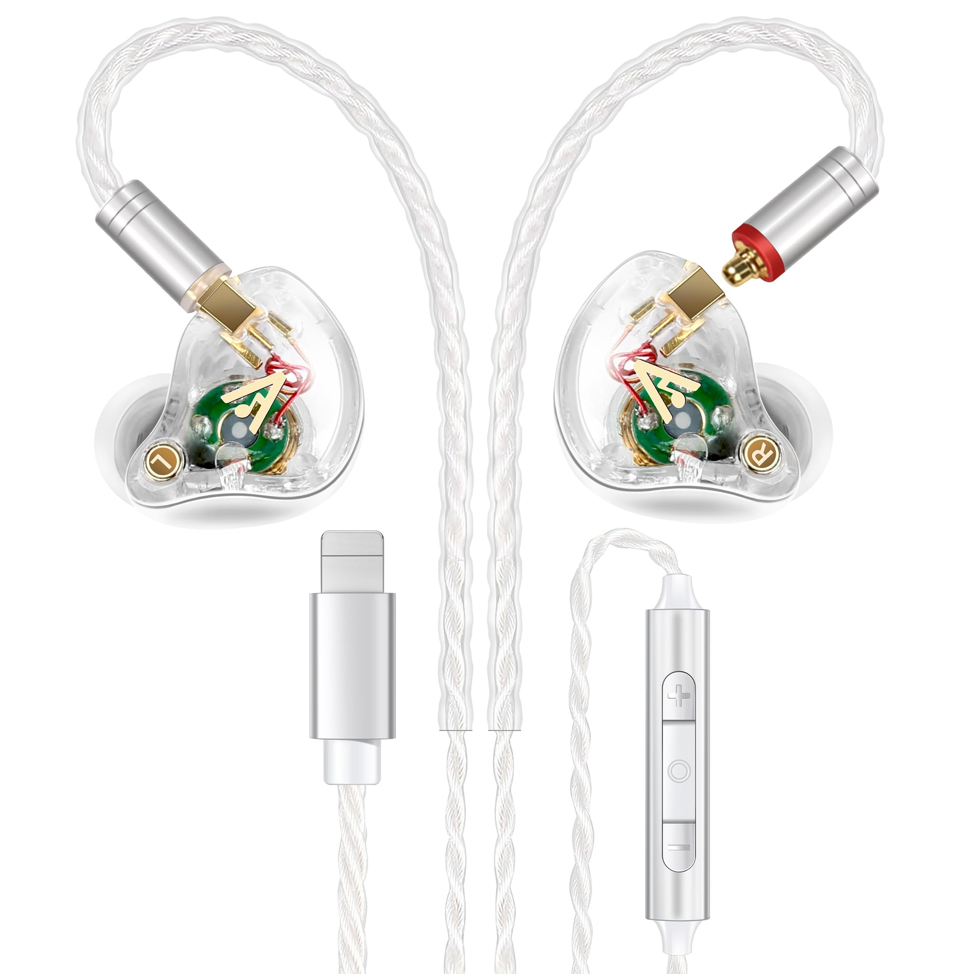 Vibes 202MC USB-C Wired Earbuds - USBC HiFi in Ear Headphones for iPhone 17/16/15 - Noise Isolating Ear Buds w/ Mic - Clear Sound, Deep Bass & Comfort-Fit Earphones - Silver Plated Cord, Carrying Case