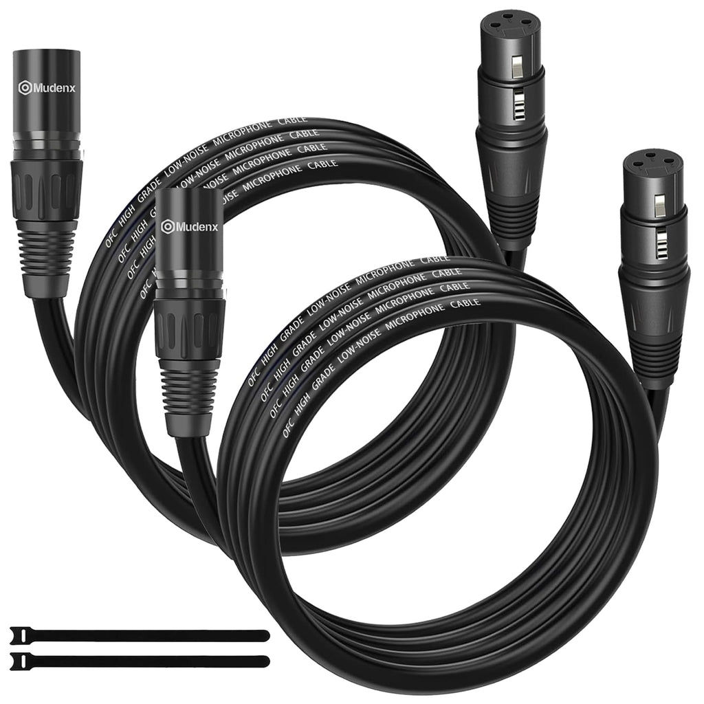XLR Cables 5FT 2 Pack,XLR Male to Female 3 Pins Microphone Cable,Shielded Balanced Oxygen-Free Copper (OFC) Speaker Cord