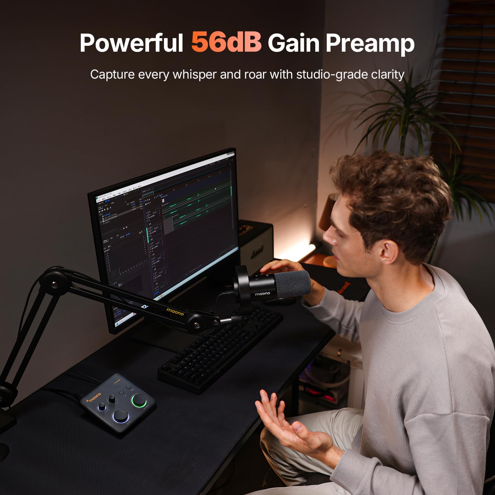 MAONO USB Audio Interface for PC: Interface with XLR Input 24-bit/192kHz Routing Software LOOPBACK ASIO Driver for Recording Music, Home-Studio, Guitar, Podcast, Streaming, DAW(PS22 Lite Black)