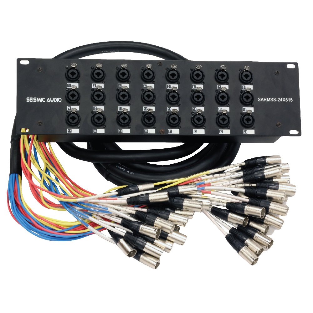 Seismic Audio SARMSS-16x515 Rack Mount 16 Channel XLR TRS Combo Splitter Snake Cable - 5' & 15' XLR trunks