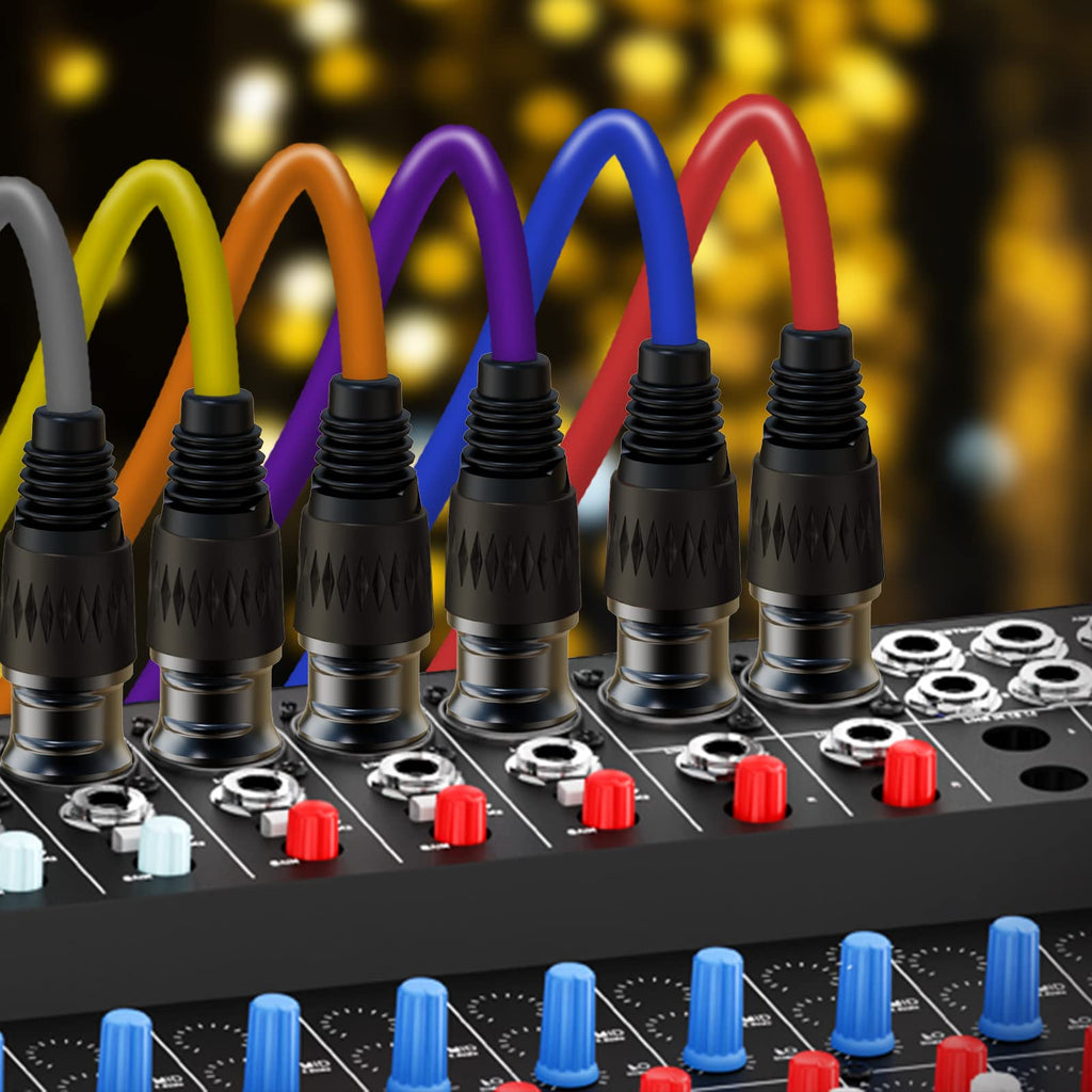 XLR Cables, XLR Microphone Cable 25 ft 6 Pack, Gold-Plated 3-pin XLR Speaker Cable Male to Female Balanced Mic Cable