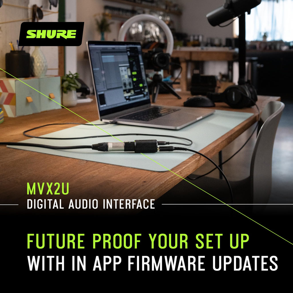 Shure MVX2U Gen 2 XLR-to-USB-C Digital Audio Interface, Apple MFi Certified, Portable Setup for Audio Processing, Noise-Free Recording Between XLR and USB-C Devices